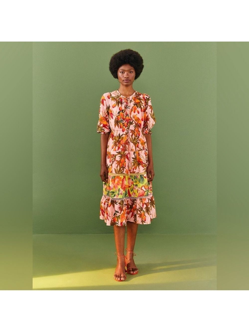 Farm Rio Mixed Mango Trees Midi Dress - Picture 2 of 13